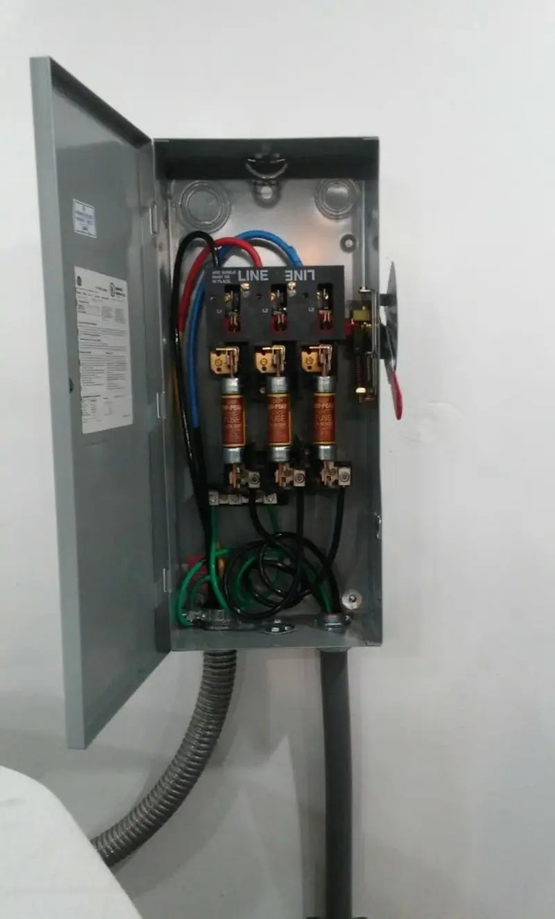 Three-phase disconnect switch installed for Electrical Wiring & Rewiring in Kane